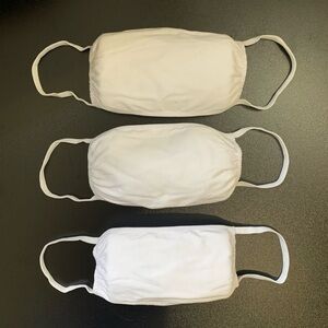 New 3 White 100% Cotton 3 Ply Reusable Face Mask
